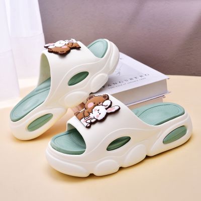 【July】 Slippers womens summer thick bottom cartoon cute fashion sandals net red super soft indoor non-slip home drag