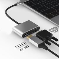 [LUNA electronic accessories] 4K USB C ประเภทฮับเป็น HDMI รองรับ VGA 2 IN 1อะแดปเตอร์