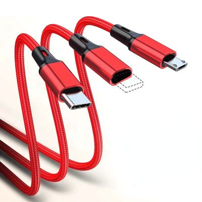 3 in1 Fast Charging Cable Type C Micro Charger Multiple Usb Charging Cord Mobile Phone Multi Usb Port Wire For Xiaomi iPhone Docks hargers Docks Charg