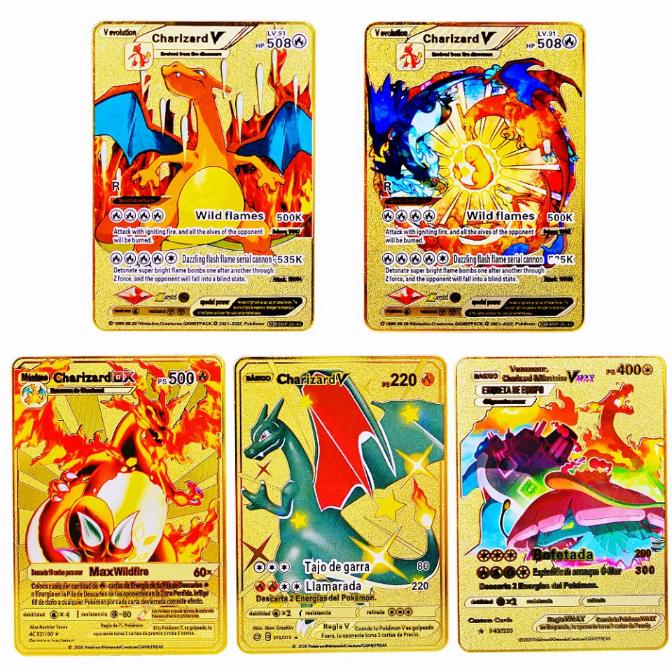 One Pcs Original Cartas Pokemon Cards Metal Toy 88x63mm Cartoon