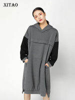 XITAO Dress Women Split Long Hoodies Dress