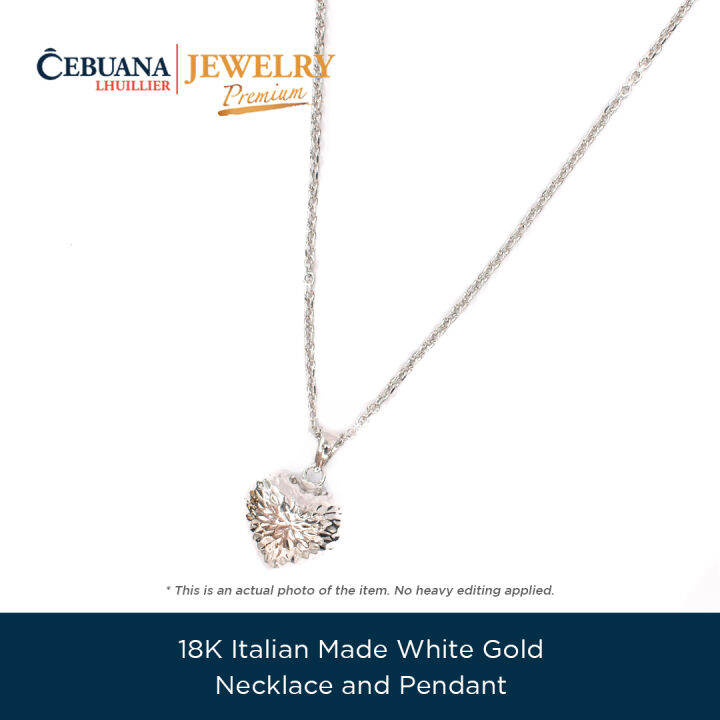 18K Italian Made White Gold Necklace and Pendant Lazada PH