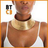 BTC3 ทองสีทอง สร้อยคอโชคเกอร์ ข้อความวินเทจ เครื่องหนังแท้ สร้อยคอปกคอ Bijoux ไฟฉายแรงสูง เครื่องประดับแอฟริกัน สำหรับผู้หญิง