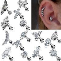 5Pcs/Set Cluster Tragus Stud Earring Set Helix Piercing Earrings Bulk Cartilage Stud Pack Lobe Earring Set Rook Daith Conch Ring