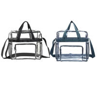 Clear Stadium Bag Large Transparent Bag With Shoulder Strap See Through Clear Handbag Purse Bag For Work Beach Stadium Makeup Cosmetics ordinary