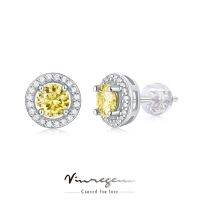 Vinregem 925เงินสเตอร์ลิง3EX กลม2CT VVS1ไพลินสีเหลืองสีชมพู moissanite ต่างหูสตั๊ดสำหรับผู้หญิงของขวัญลดลงการจัดส่งสินค้า