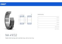 SKF ลูกปืนเม็ดเข็ม NA 49/32 NEEDLE ROLLER BEARING 32 X 52 X 20MM.