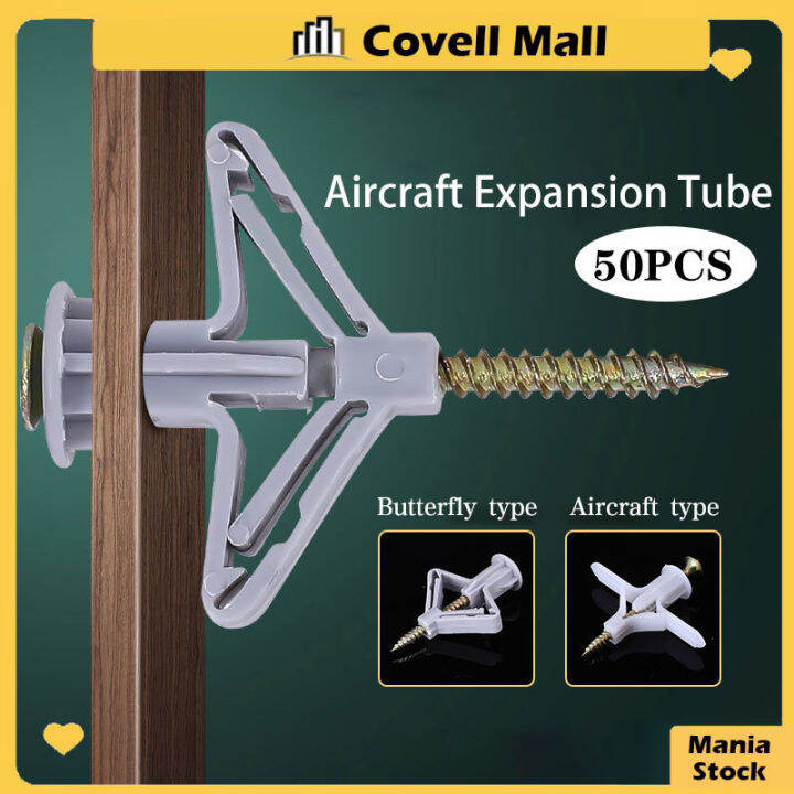 50pcs Drywall Expansion Anchor Bolt Aircraft/Butterfly Expansion Tube
