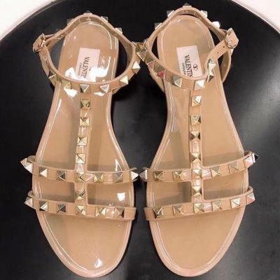 European and American rivet shoes summer new rivet open toe ins sandals womens fashion flat jelly shoes casual beach shoes