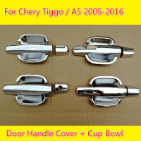 FUNDUOO For Chery Tiggo Chery A5 2005 2006-2016 New Chrome Car Door Handle Cover + Cup Bowl Trim Car Styling Accessories