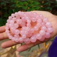 1Piece Korean Fashion 6 8 10mm Rose Quartz Natural Stone Beads Streche Bracelet Elastic Cord Pulserase Jewelry 2021 bijouterie