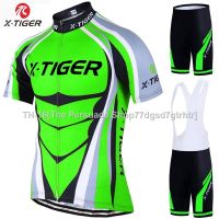 ♀☇ Mens Pro Cycling Jersey Set Neon Green MTB Racing Bike Clothes Summer Mountain Bicycle Clothing