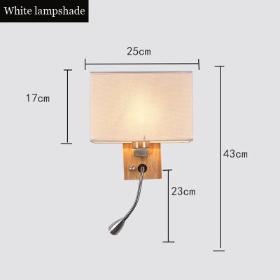 Chinese corridor bedside lamp wood Led wall lamp Nordic bedroom cloth fabric reading lighting fixture ho room led wall sconc