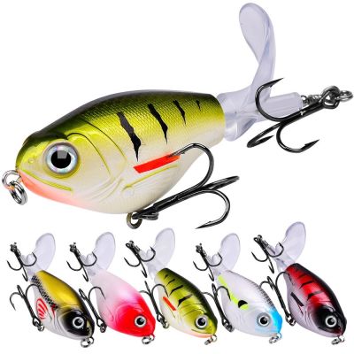 1Pcs 11.5g/ 16g Topwater Popper Fishing Lure Whopper Plopper Plastic Hard Bait Swimbait with Rotating Soft Tail For Bass Pike