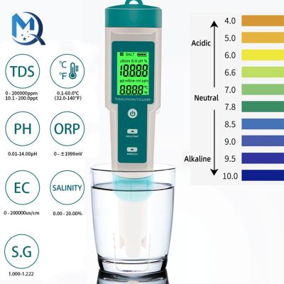 【hot】┋✕  New 7 1 PH/TDS/EC/ORP/Salinity /S.G/Temperature C-600 Tester for Drinking Water Aquariums SALT