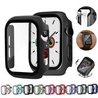 Case Apple Watch กระจกนิรภัยกันกระแทก Series 1/2/3/5/6/7/SE กันรอยคลุมรอบหน้าจอ แบบสีด้าน