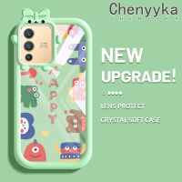 เคส Chenyyka สำหรับ VIVO V23 5G S12 5G V23i 5G เคสลายการ์ตูนแฮปปี้มอนสเตอร์น้อยมีโบว์แบบนิ่มกันกระแทกเคสโทรศัพท์โปร่งใสฝาครอบป้องกันเลนส์กล้องถ่ายรูป TPU ซิลิกาเจล