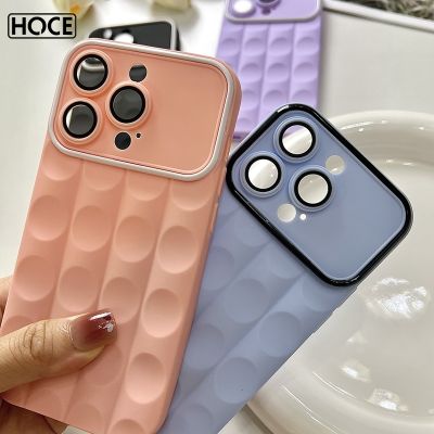 เคส TPU 3D ทรงรีนูนทรงสี่เหลี่ยมหรูหราของ HOCE สำหรับ iPhone 14 12 11 13 Pro Max X XR XS 14 Plus หน้าต่างขนาดใหญ่ฝาครอบเคสกันกระแทกมือถือ