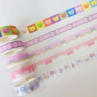 【LZ】❀✥  Urso colorido rosa arco Washi Tape Fita Decorativa Kawaii Material da etiqueta DIY Papelaria Scrapbooking 3m ferramenta de colagem Ins Bonito