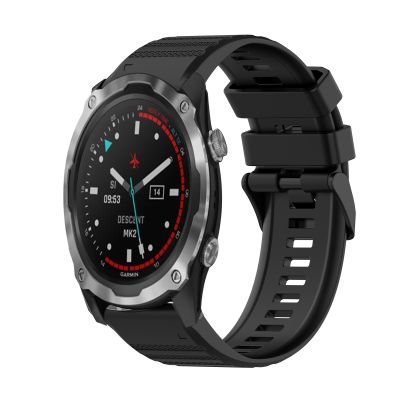 สำหรับ Garmin Descent MK 2 26มม. สายนาฬิกาข้อมือซิลิโคนเนื้อแนวนอนพร้อมอุปกรณ์กำจัด (สีดำ)