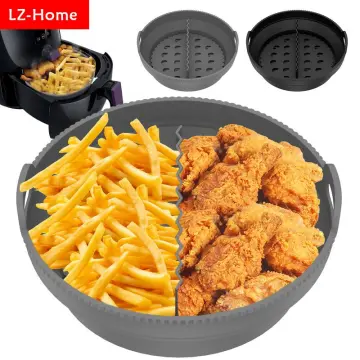 Air Fryer Silicone Liner Pot with Divider Basket Handle Tray Reusable Round  US