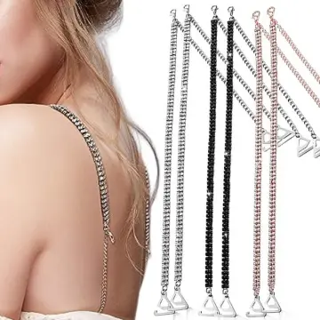 Diamante Bra Straps Crystal Clear Single Row Rhinestone Straps for Bras-1pair  : : Fashion