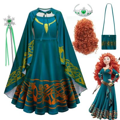 Disney Movie Brave Merida Costume for Girls Halloween Princess Dress Kids Carnival Fantasia Children Xmas Party Cosplay Costume