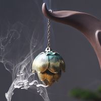 Creative Lotus Shape Hanging Ball Backflow Incense Burner Ceramic Aromatherapy Furnace Hollow Incense Holder Home Decor