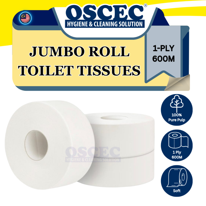 OSCEC Premium Jumbo Roll Tissue 100% Virgin Pulp Paper 1ply-1 Roll 600m ...