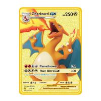 Pokemon ไพ่27สไตล์ Charizard Boss VMAX GX MEGA Gold Metal Card อะนิเมะการ์ดซุปเปอร์คอลเลกชันเกมสำหรับของขวัญคริสต์มาสสำหรับเด็ก
