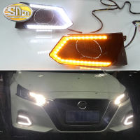 SNCN ไฟวิ่งกลางวัน LED 12V สำหรับรถยนต์ Nissan Teana 2019 2020 2021สัญญาณไฟเลี้ยวสีเหลืองแบบไดนามิก DRL อัตโนมัติไฟกลางวันสีฟ้าไฟตัดหมอกรถวิ่งพร้อมรูติดตั้งเรดาร์2ชิ้น