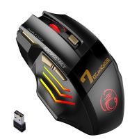 RGB เมาส์ไร้สาย Mouse Komputer เกมเมอร์เมาส์เล่นเกมที่เหมาะกับสรีระเมาส์ USB ไร้สายเมาส์ไร้สายเงียบสำหรับแล็ปท็อป PC