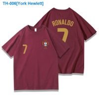 ❂ York Hewlett Portugals cristiano ronaldo 7 euro 2022 T-shirt shirt football jersey leisure pure cotton short sleeve