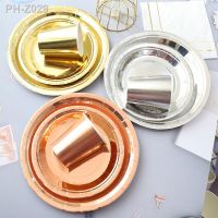 10pcs party tableware set golden silver rose gold disposable paper plate paper cup tableware set holiday birthday party supplies