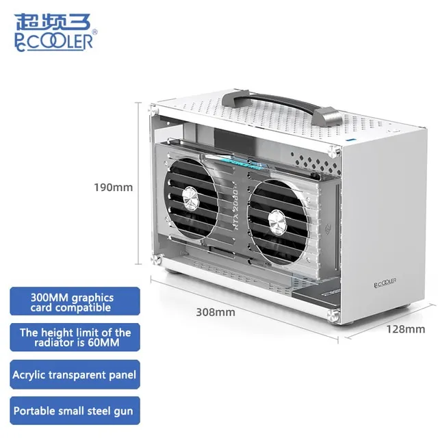 Pccooler I100 ITX MINI Small Case All Aluminum Suitcase Portable HTPC ...