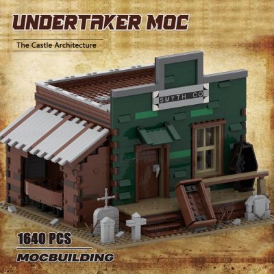 Western MOC Undertaker Building Blocks Castle Architecture House DIY Assembly Technology Bricks Creative Collection Toys Gifts