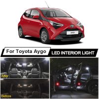 เครื่องอ่านแผนที่ในรถภายใน LED Canbus สีขาวไฟหลังคาชุดคิทสำหรับรถโตโยต้า Aygo 2005-2020ป้ายทะเบียนรถไฟรถยนต์อุปกรณ์เสริม