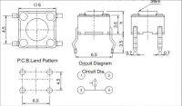 ‘；【=- Square SMT Touch Switch Microswitch Tactile Push Button Switch Tact 4 Legs 6*6*7.5Mm