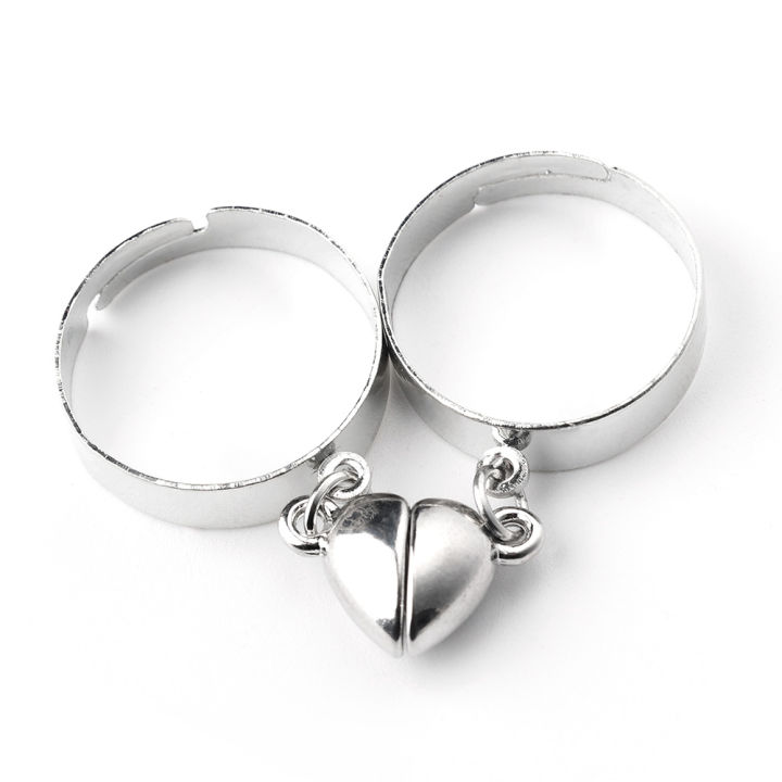 2pcs Magnetic Heart Charm Ring