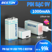 Pin 9V Sạc USB Type-C Beston 1000mAn 9VC-10CV Lithium dùng cho micro