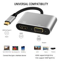 [LUNA electronic accessories] USB C Type To HDMI-เข้ากันได้ตัวรับ VGA 4K USB3.1ออดิโอตัวแปลงวิดีโอสำหรับ Samsung Galaxy S10/S9/S8 Huawei Mate 20/P30 Pro