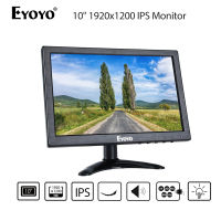 Eyoyo จอแอลซีดีมอนิเตอร์ HDMI 10นิ้ว1920X1200 16:10,แสดงผลหน้าจอ IPS พร้อมเอาต์พุต BNC VGA AV สำหรับ CCTV DVD PC แล็ปท็อป DVR ในตัวลำโพงในตัว