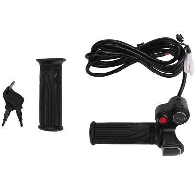Gas Handle Twist Throttle with Battery Indicator&amp;Latching Switch&amp;Lock/Key Electric Scooter Bicycle MTB Part