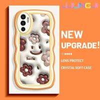 Jlingji เคสสำหรับ VIVO V23E 4G V23E 5G V23 5G S12 5G เคส Y75ลายดอกไม้ยิ้ม3D รูปคลื่นลูกโคลอร์เดอร์นิ่มเคส TPU ซิลิโคนแบบใสเคสมือถือป้องกันหัวกล้องรวมทั้งหมด