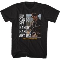 Rip Can Be My Ranch Hand Any Day เสื้อยืดเยลโลว์สโตนแขนสั้นผ้าฝ้าย