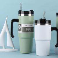 20oz/30oz Stainless Steel Thermos Cup Vacuum Insulated 5 Color Mug&amp;Handle With Bottle Straw Water Tumbler X0E3