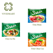 MÌ ĂN LIỀN 3 MIỀN VỊ TÔM HÙM TÔM CHUA CAY CHAY LÁ ĐA - GÓI 65g - 3 MIỀN