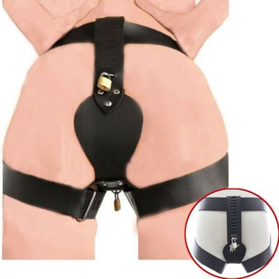 Women Lockable Chastity Panties Belt PU Leather Thong Pants Lock BDSM Restraint Thigh Cuffs Sex Lingerie Briefs Female Underwear