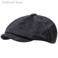 Brook Store 2023 พ่อฤดูหนาว Felt หมวกแปดเหลี่ยมชาย Newsboy หมวกขนาดใหญ่ขนสัตว์ Berets