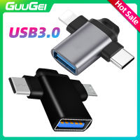 GUUGEI 2 In 1 OTG อะแดปเตอร์ M Icro Usb/type C/ 8-Pin ชายกับ USB 3.0หญิงอะแดปเตอร์เครื่องอ่านบัตรมัลติฟังก์ชั่แปลงอะแดปเตอร์โทรศัพท์มือถือ